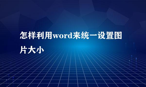 怎样利用word来统一设置图片大小