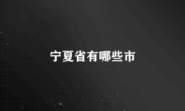 宁夏省有哪些市