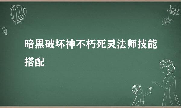 暗黑破坏神不朽死灵法师技能搭配