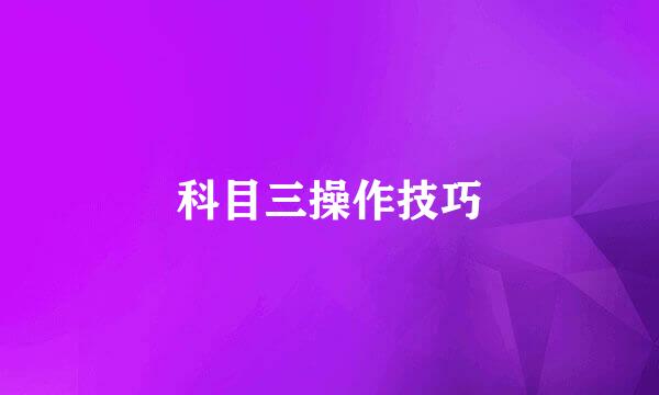 科目三操作技巧