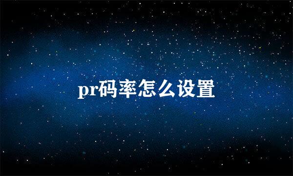 pr码率怎么设置