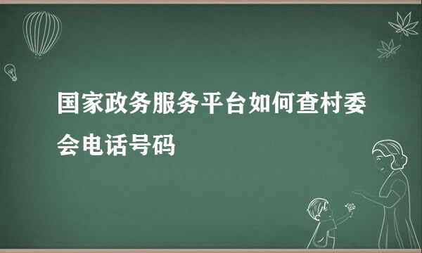 国家政务服务平台如何查村委会电话号码
