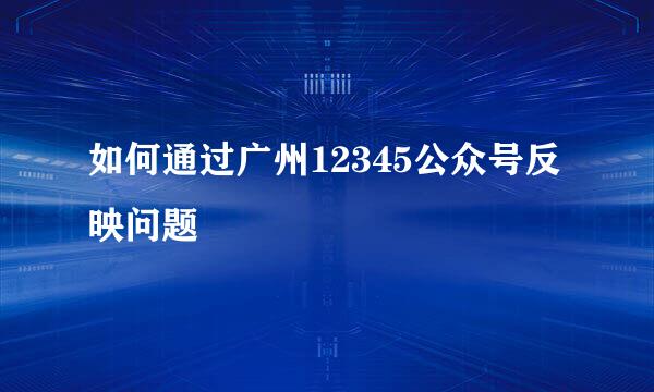 如何通过广州12345公众号反映问题