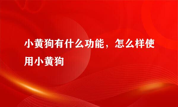 小黄狗有什么功能，怎么样使用小黄狗
