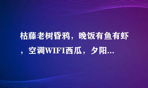 枯藤老树昏鸦,晚饭有鱼有虾,空调WIFI西瓜,夕阳西下,你丑,没事,我瞎,求大师们解释,什么意思