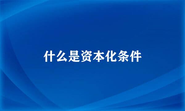 什么是资本化条件