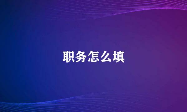 职务怎么填