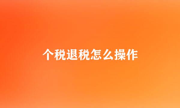 个税退税怎么操作