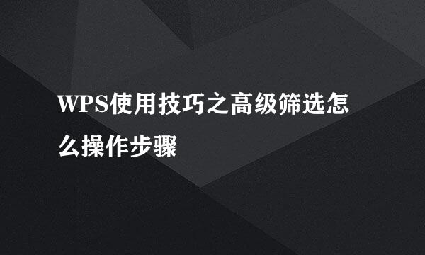 WPS使用技巧之高级筛选怎么操作步骤