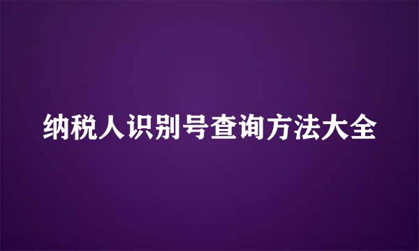 纳税人识别号查询方法大全