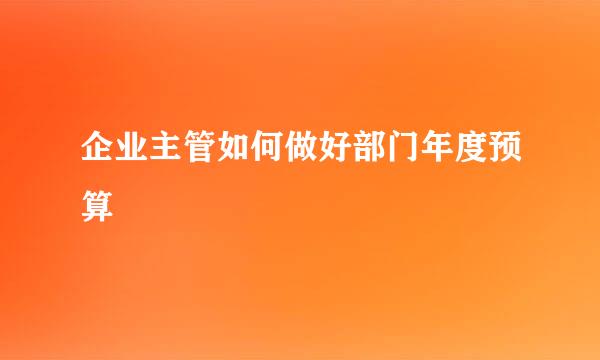 企业主管如何做好部门年度预算