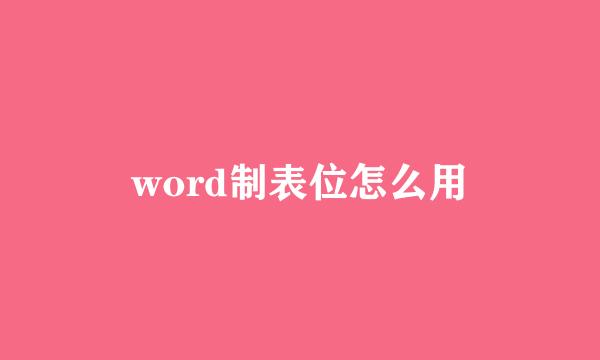 word制表位怎么用