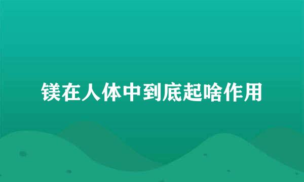 镁在人体中到底起啥作用