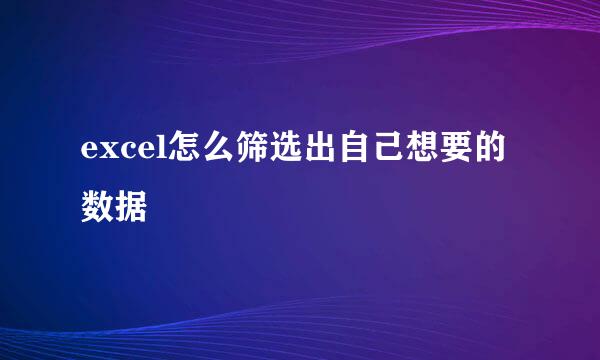excel怎么筛选出自己想要的数据