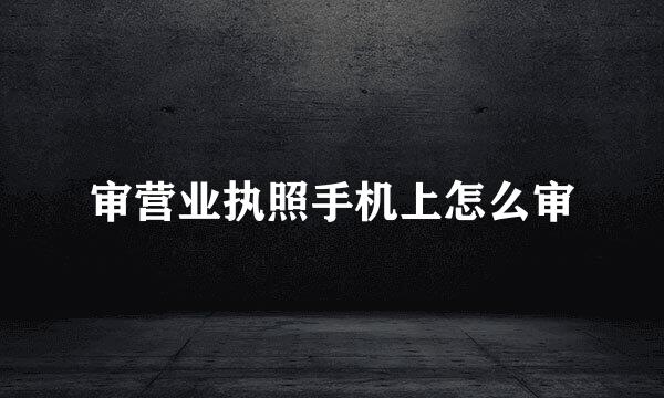 审营业执照手机上怎么审
