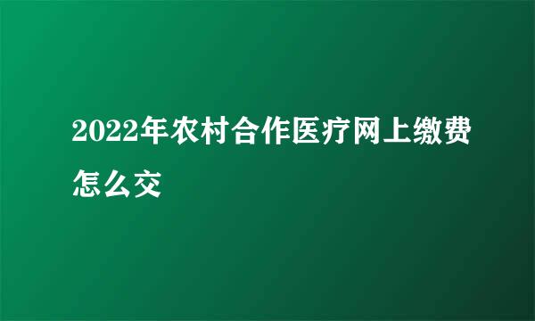 2022年农村合作医疗网上缴费怎么交