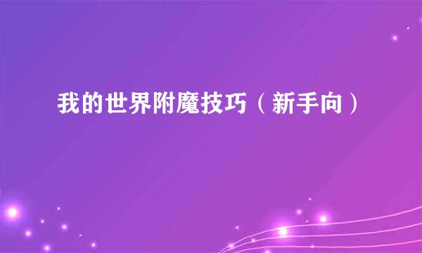 我的世界附魔技巧（新手向）