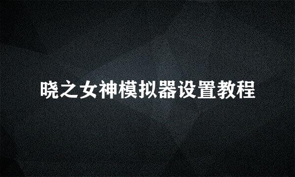 晓之女神模拟器设置教程