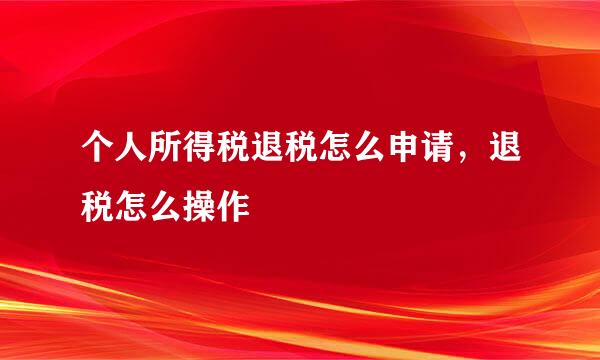 个人所得税退税怎么申请，退税怎么操作