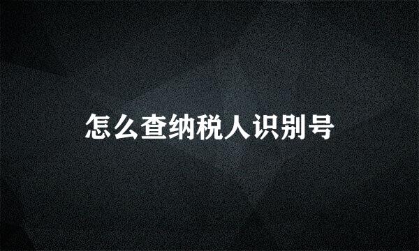 怎么查纳税人识别号