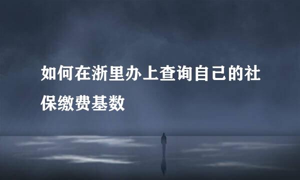 如何在浙里办上查询自己的社保缴费基数