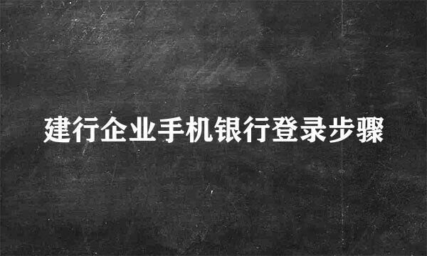 建行企业手机银行登录步骤