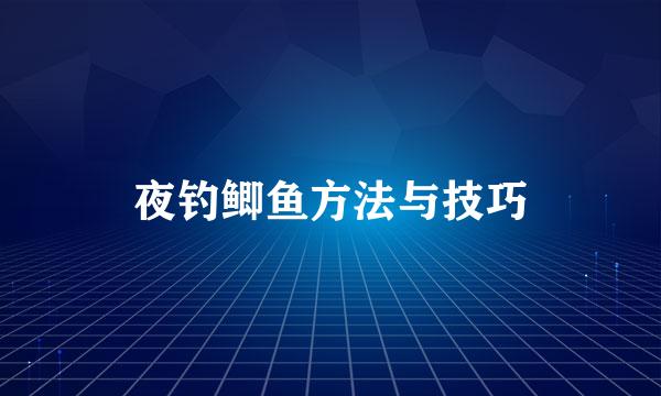 夜钓鲫鱼方法与技巧