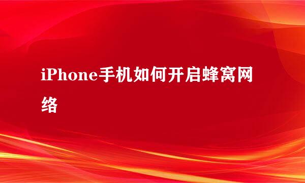 iPhone手机如何开启蜂窝网络