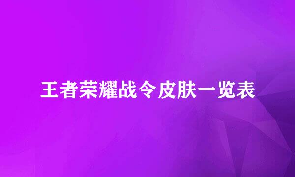 王者荣耀战令皮肤一览表
