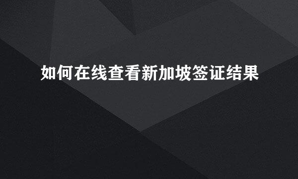 如何在线查看新加坡签证结果