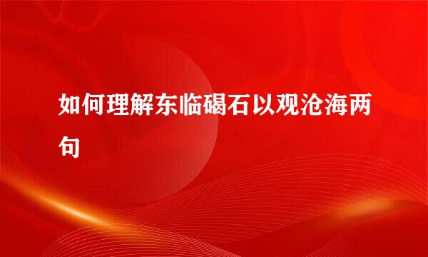 如何理解东临碣石以观沧海两句