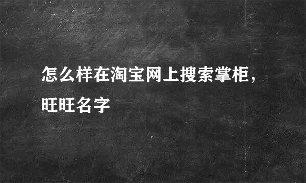 怎么样在淘宝网上搜索掌柜，旺旺名字