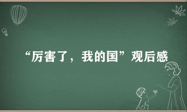 “厉害了,我的国”观后感