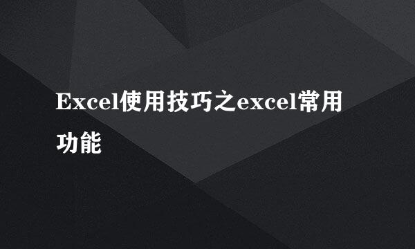 Excel使用技巧之excel常用功能