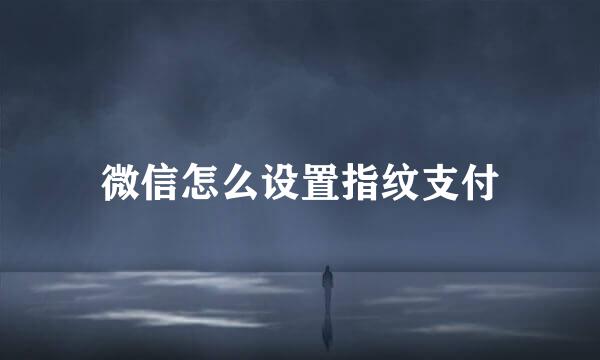 微信怎么设置指纹支付