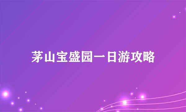 茅山宝盛园一日游攻略