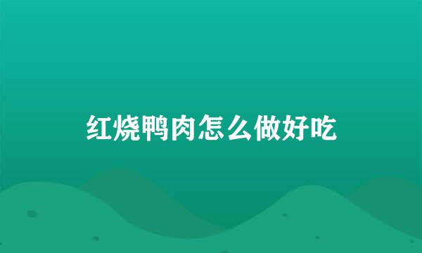 红烧鸭肉怎么做好吃
