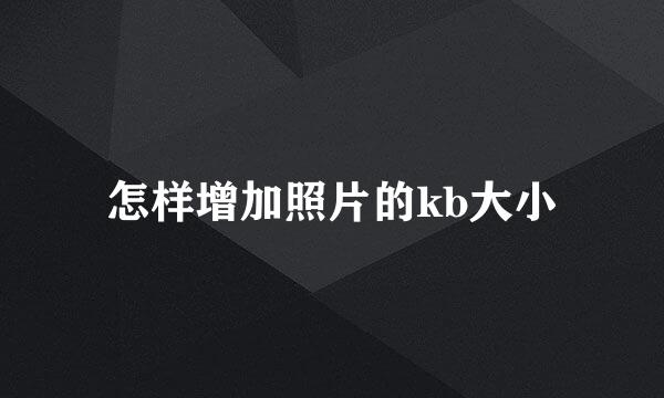 怎样增加照片的kb大小