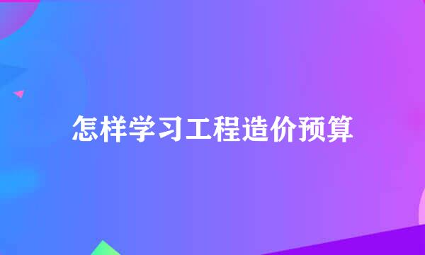 怎样学习工程造价预算