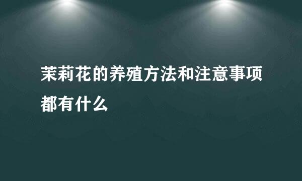 茉莉花的养殖方法和注意事项都有什么