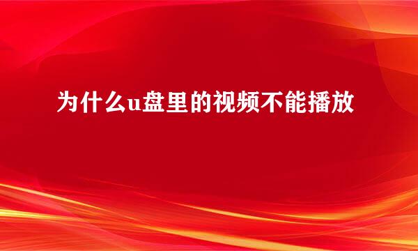 为什么u盘里的视频不能播放