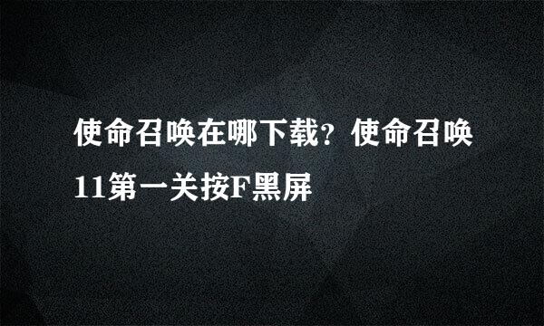 使命召唤在哪下载?使命召唤11第一关按F黑屏