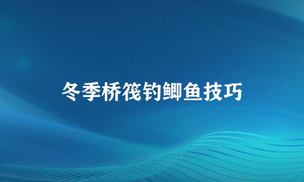 冬季桥筏钓鲫鱼技巧