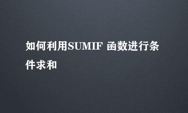如何利用SUMIF 函数进行条件求和