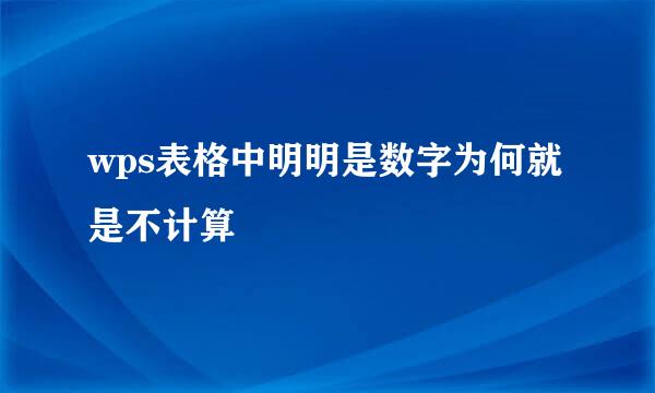 wps表格中明明是数字为何就是不计算