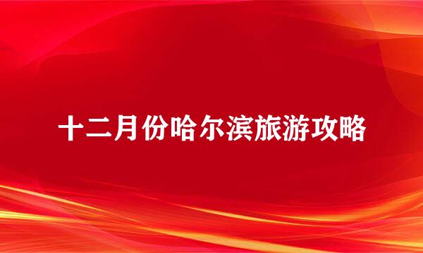 十二月份哈尔滨旅游攻略