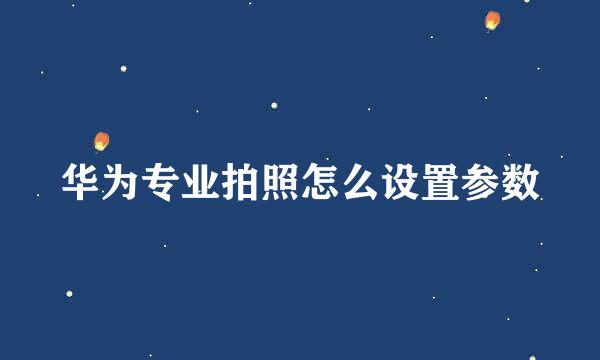 华为专业拍照怎么设置参数