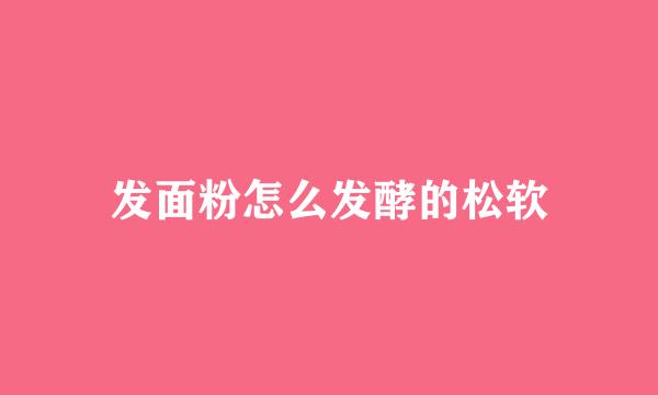 发面粉怎么发酵的松软