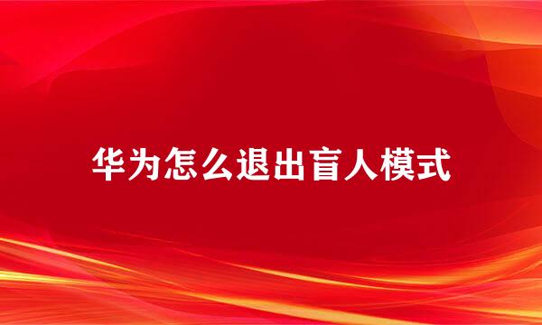 华为怎么退出盲人模式