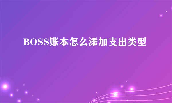 BOSS账本怎么添加支出类型